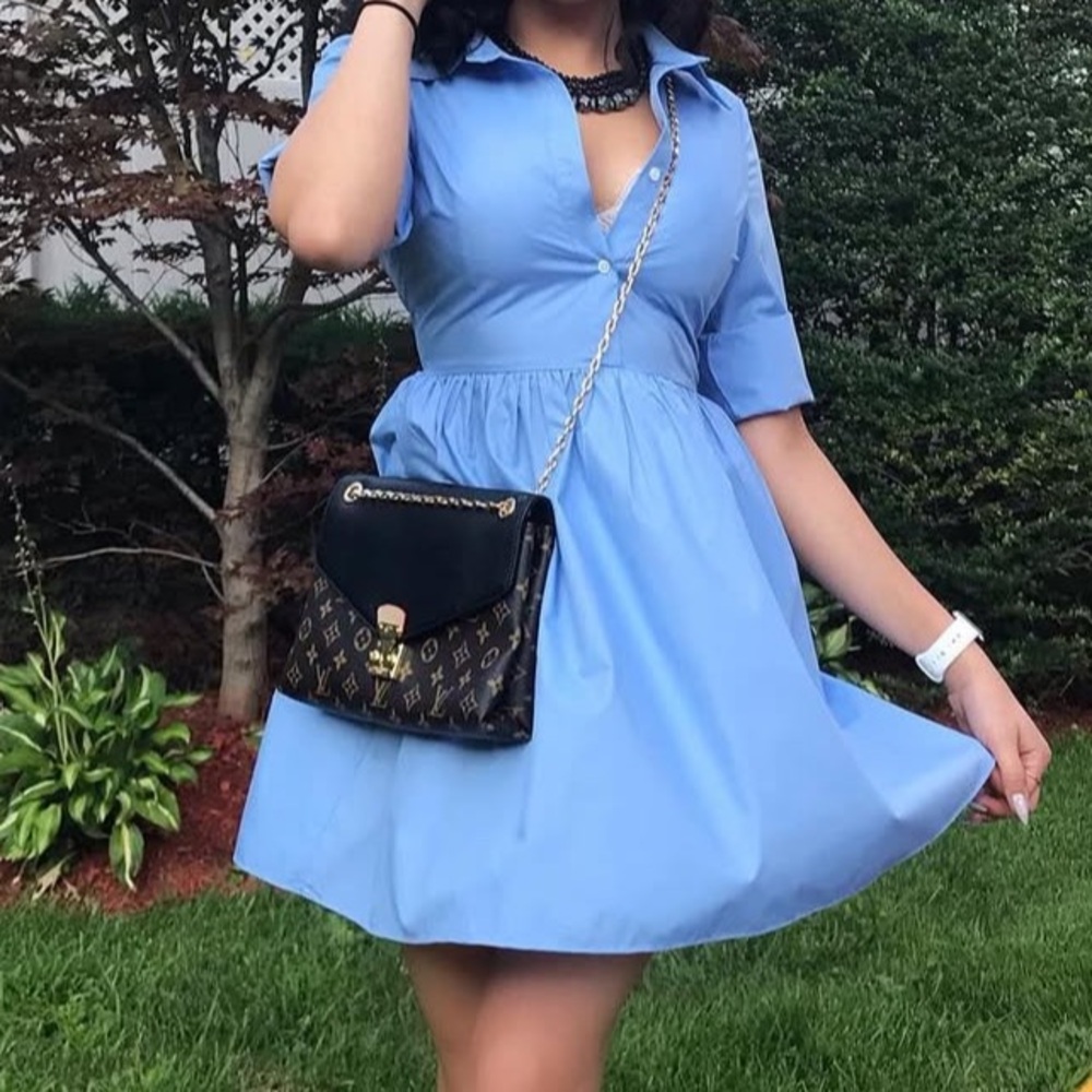 🟡3/$15 DEAL! English Factory Light Blue and White Casual Shirt Dress